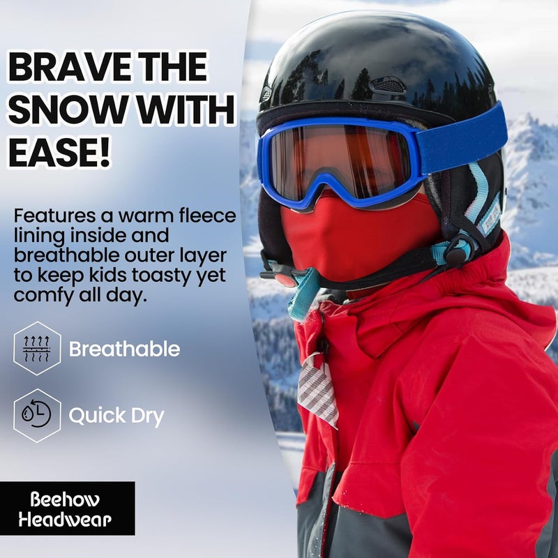 Beehow Store Kids Balaclava Ski Mask&Neck Gaiter Winter for Boys&Girls,Fleece Windproof Neck Warmer for Skiing Cycling Hiking - Image 2